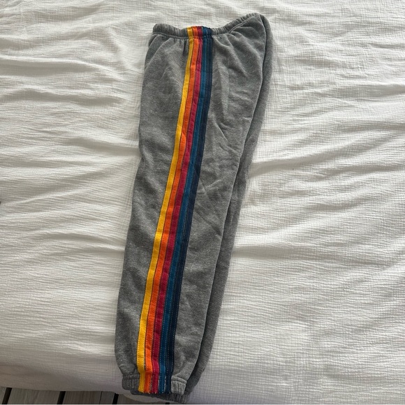AVIATOR NATION Heather Grey 5 Stripe Sweatpants Size Medium - Picture 2 of 8
